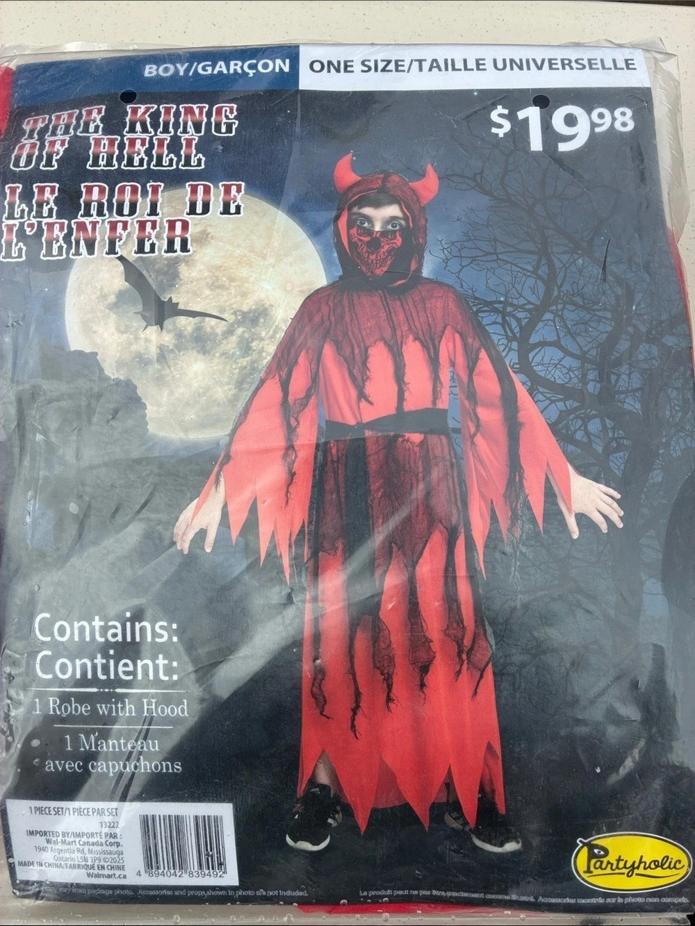 The King of Hell Boys One Size Halloween Costume NWT